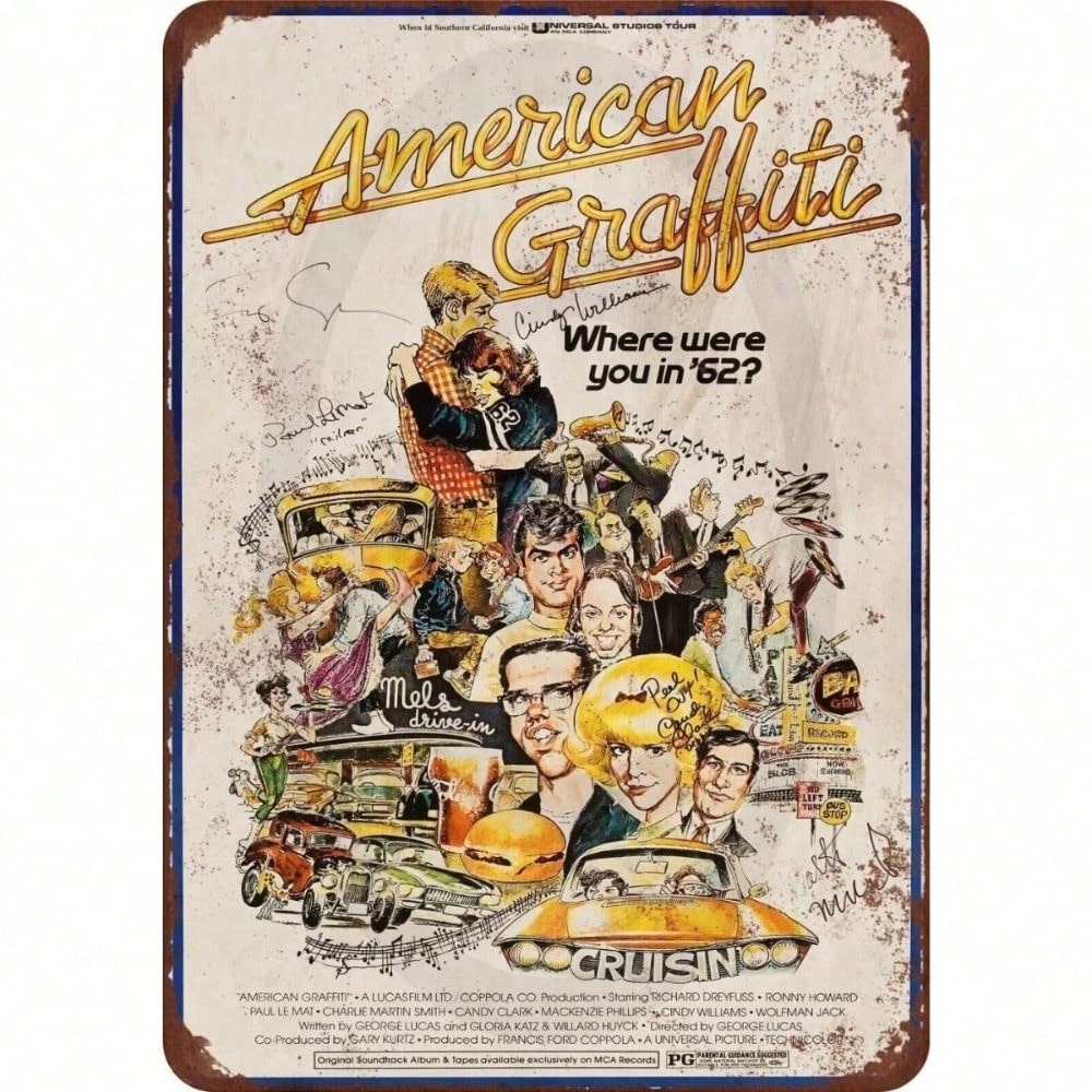 Home Bar And Theater - Винтажная металлическая табличка American Graffiti 1973,
