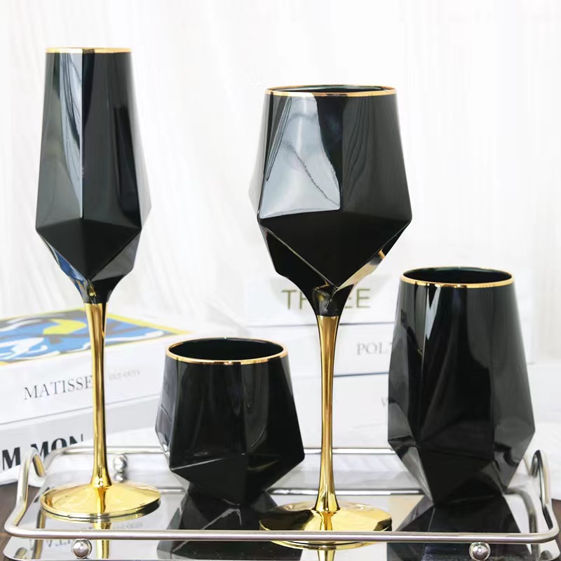 Highball Glass Set - 23-унций черный слепой дегустационный Пномпень Многоугольник