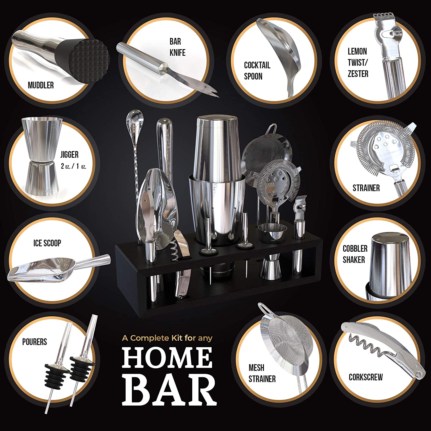 Набор бармена stllCamol из 14  – обзор и цена Boston Shaker Set